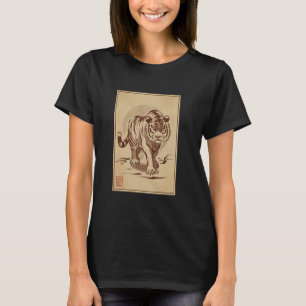 Japanisch Tiger Ink Art Tiger Sketch Tier Tiger L T-Shirt