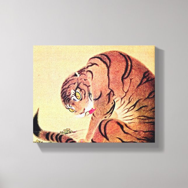 Japanisch Tiger Woodblock Vintag Art Ukiyo-E Leinwanddruck (Vorderseite)