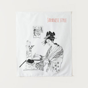 Japanisch, Tinte, Kunst, geisha, Grafik, Wandteppich