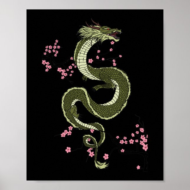 Japanisch Tokyo Dragon Asian Retro 80er Stil 3 Poster (Vorne)