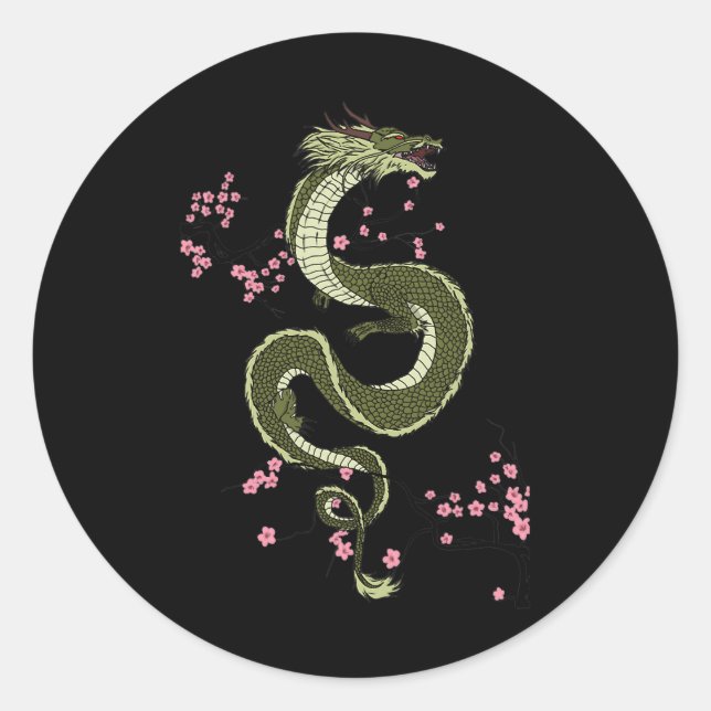 Japanisch Tokyo Dragon Asian Retro 80er Stil 3 Runder Aufkleber (Vorderseite)