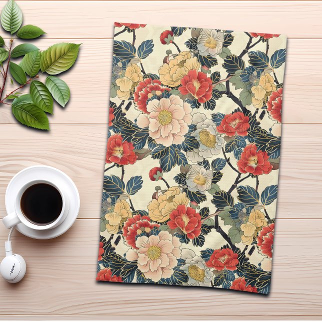 Japanisch Ukiyo-E Art Floral Pattern Geschirrtuch (Von Creator hochgeladen)