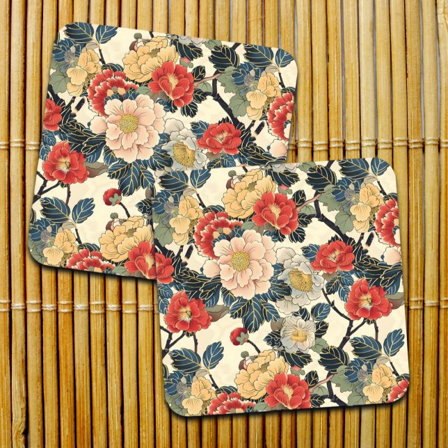 Japanisch Ukiyo-E Art Floral Pattern Getränkeuntersetzer (Von Creator hochgeladen)