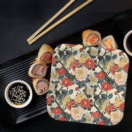 Japanisch Ukiyo-E Art Floral Pattern Pappteller