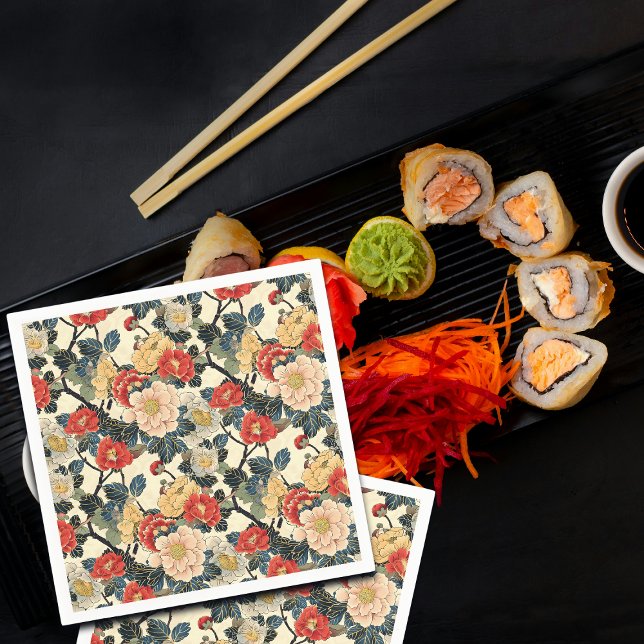 Japanisch Ukiyo-E Art Floral Pattern Serviette (Von Creator hochgeladen)