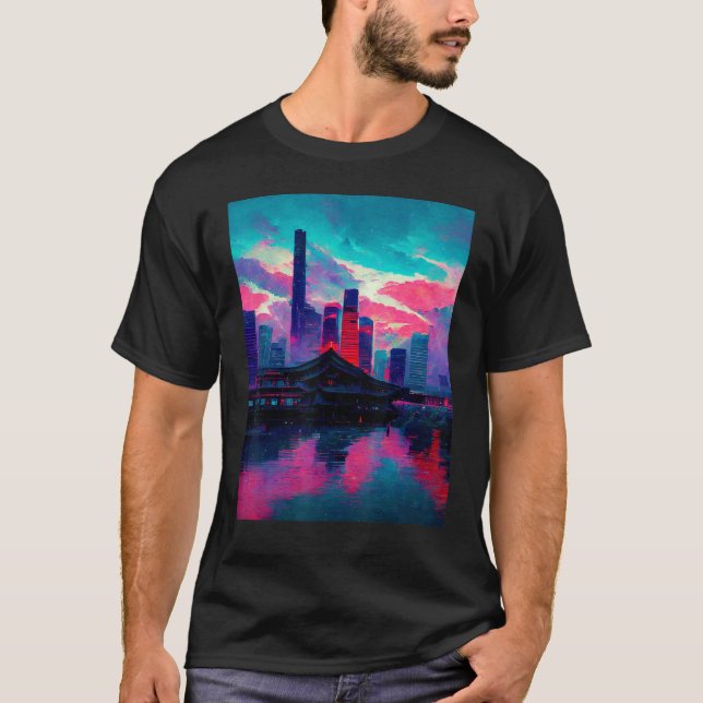 Japanisch Vaporwave asiatisch Inspiriert 80er Retr T-Shirt (Vorderseite)