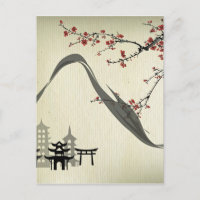 Japanisch,Vintag,Kirschblüte,Wasserfarbe,Kunst,