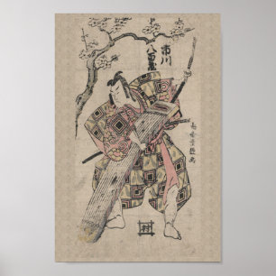 Japanisch Vintag Samurai Ukiyo-e Scroll Print Poster