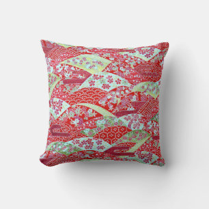 Japanisch Washing Art Red Floral Origami Yuzen Pil Kissen