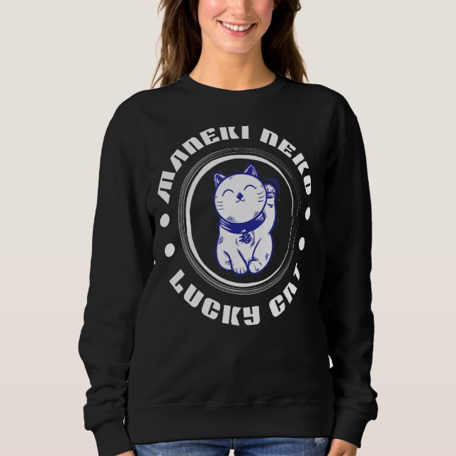 Japanisch wird Katzenwellen Arm Lucky Katze gut L Sweatshirt (Vorderseite)