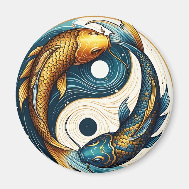 Japanisch Yin Yang Symbol Koi Fish Magnet (Vorne)