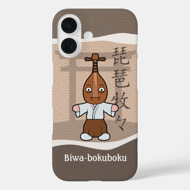 Japanisch Yokai Biwa-bokuboku Lute Man iPhone 16 Hülle (Rückseite)