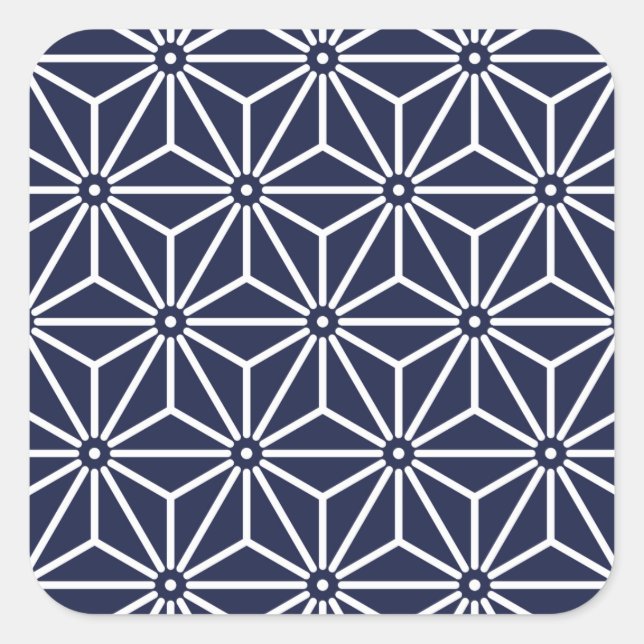 Japanisch Yukata Jinbei Asanoha Navy blau Quadratischer Aufkleber (Vorderseite)