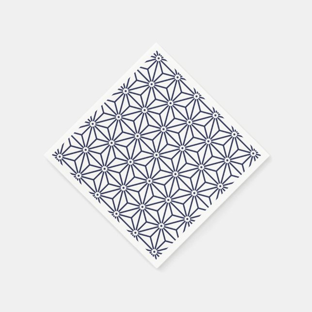 Japanisch Yukata Jinbei Asanoha Navy blau Serviette (Ecke)