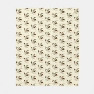 Japanisch Zeichn eines Krans, braune Fleece Blanke