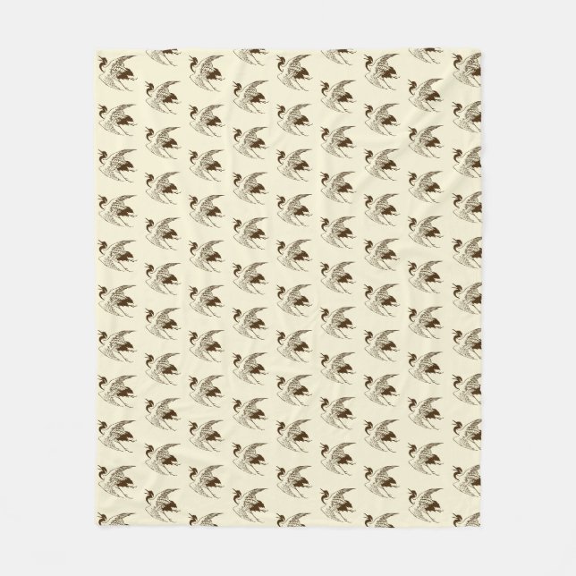 Japanisch Zeichn eines Krans, braune Fleece Blanke (Vorderseite)