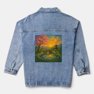 Japanisch Zen Garden Sunset Jeansjacke