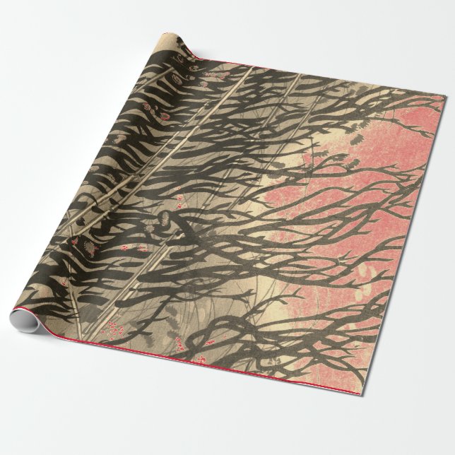 JAPANISCHE ABSTRAKTE KUNSTBRANCHEN IM SUNSET GIFT  GESCHENKPAPIER (Ungerollt)