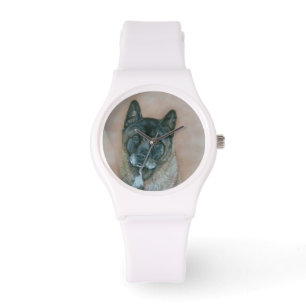 Japanische Akita mit schwarzem Gesichtshund Porträ Armbanduhr