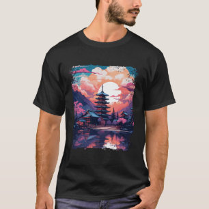 Japanische Alpen Japan Takayama Village Vaporwave T-Shirt