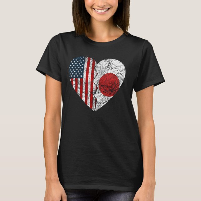 Japanische amerikanische Flaggen Herbst Staaten Ja T-Shirt (Vorderseite)