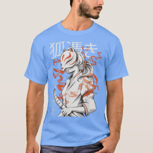Japanische Anime für Girl Warrior Kitsune Maske T-Shirt