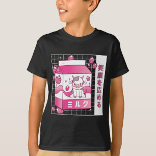 Japanische Anime Strawberry Milk Karton Niedliche  T-Shirt