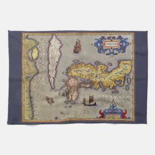 Japanische Antikkarte von Mercator und Hondius Geschirrtuch