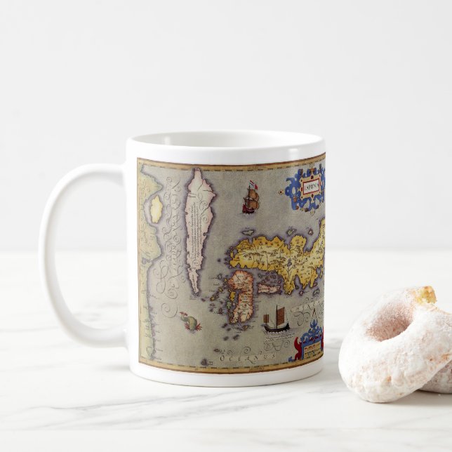 Japanische Antikkarte von Mercator und Hondius Kaffeetasse (Mit Donut)