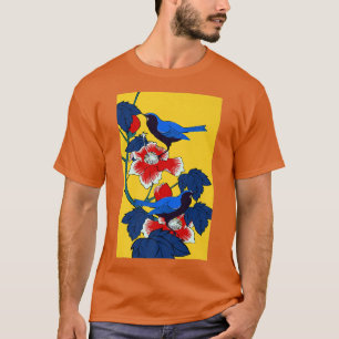 Japanische Art Bird Blume Tree Sakura Blossom Flow T-Shirt