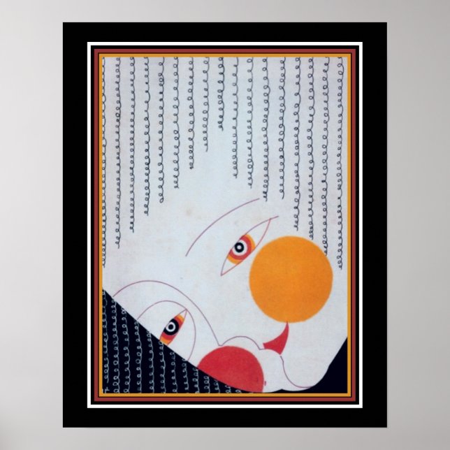 Japanische Art Deco Theater Maske Print ca. 1928 Poster (Vorne)