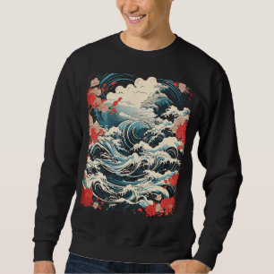 Japanische Art Ocean Wave Ukiyoe Tsunami Kanagawa Sweatshirt