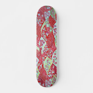 Japanische Art Red Floral Origami Yuzen Skateboard