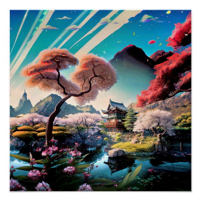 Japanische Art schöne Natur Kunst Décor Poster (Vorderseite)