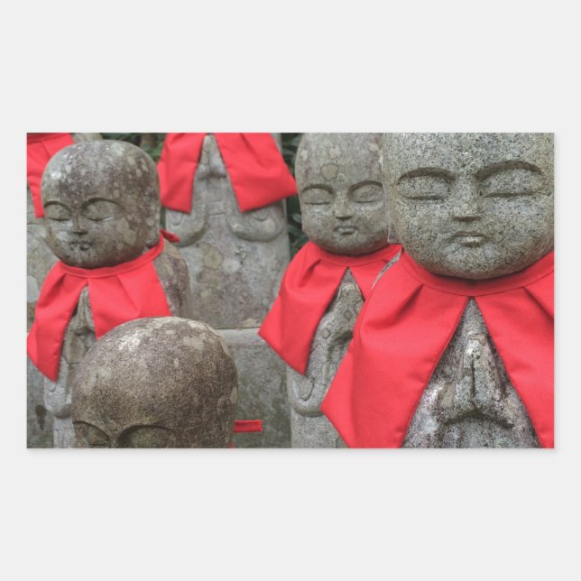 Japanische Art Wächter Gottheit der Kinder Japan Rechteckiger Aufkleber (Vorderseite)
