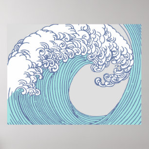 Japanische asiatische Surf-Wellen-Kunst Ozean-Kuns Poster