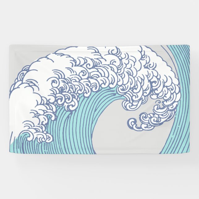 Japanische Asiatische Wellenreitkunst Banner (Horizontal)
