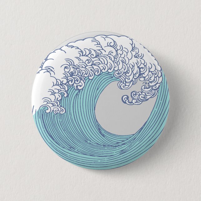 Japanische Asiatische Wellenreitkunst Button (Vorderseite)