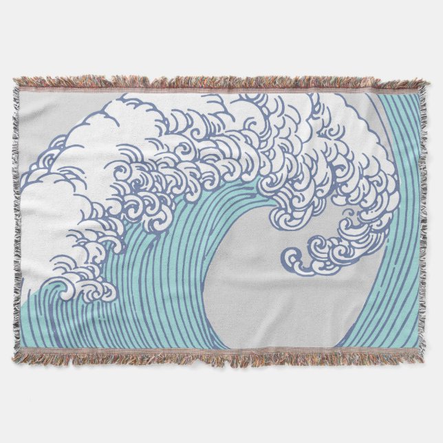 Japanische Asiatische Wellenreitkunst Decke (Vorderseite)