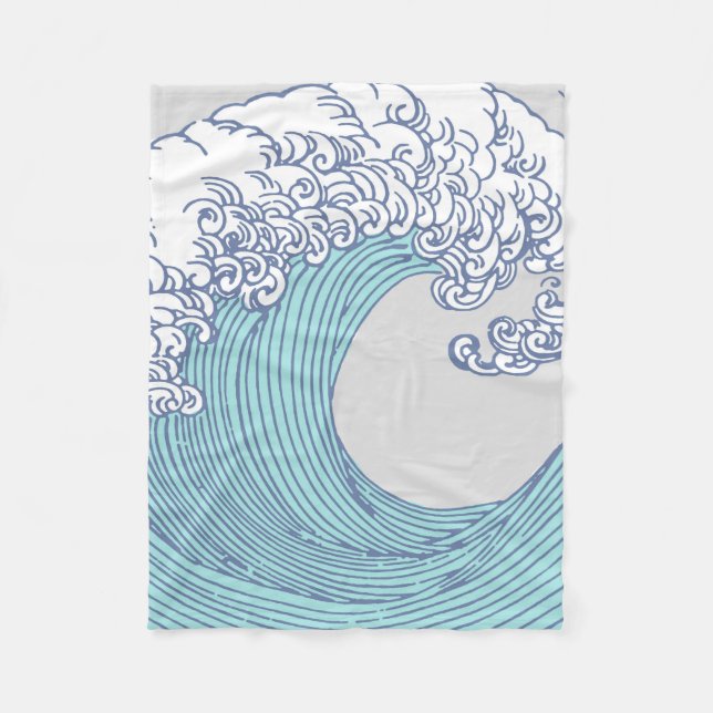 Japanische Asiatische Wellenreitkunst Fleecedecke (Vorderseite)