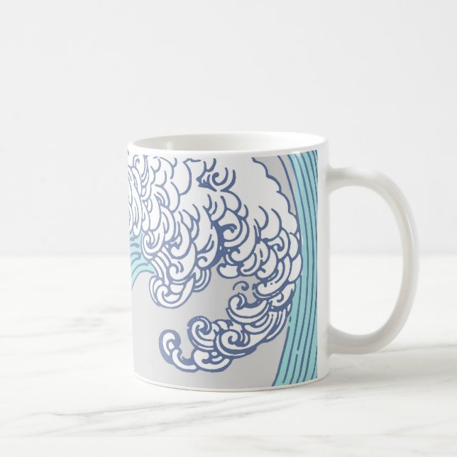 Japanische Asiatische Wellenreitkunst Kaffeetasse (Rechts)