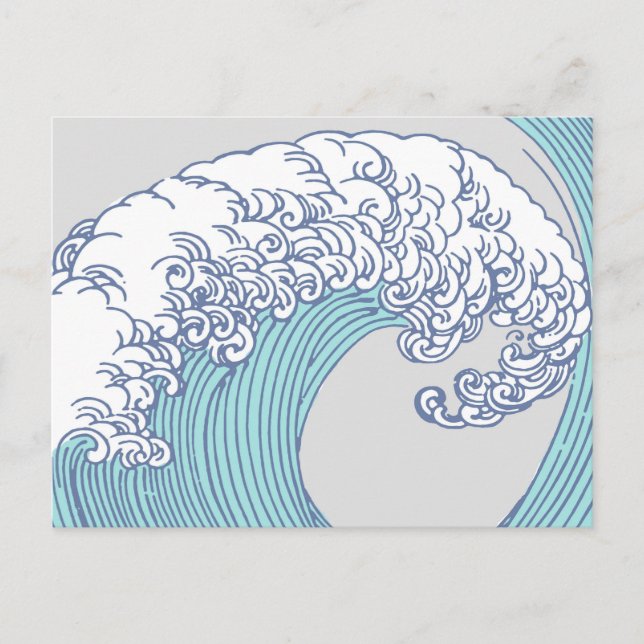 Japanische Asiatische Wellenreitkunst Postkarte (Vorderseite)
