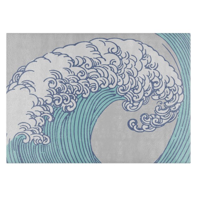 Japanische Asiatische Wellenreitkunst Schneidebrett (Vorderseite)