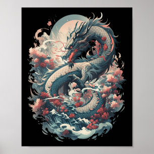 Japanische ästhetische Drache Japanische Kunst Jap Poster