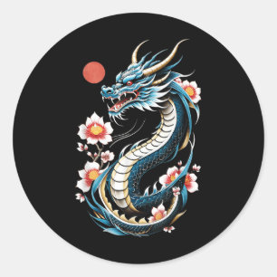 Japanische ästhetische Drache Japanische Kunst Jap Runder Aufkleber