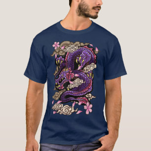 Japanische ästhetische Drache Tattoo Stil Sakura C T-Shirt
