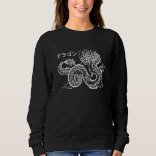 Japanische ästhetische Drachen Kanji Kleidung Frau Sweatshirt