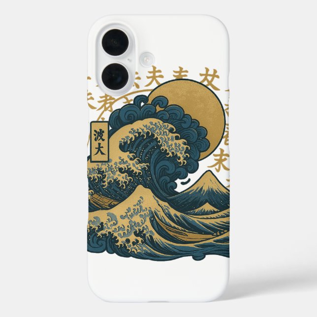 Japanische Ästhetische Ozeanwellen iPhone Abdeckun iPhone 16 Hülle (Rückseite)