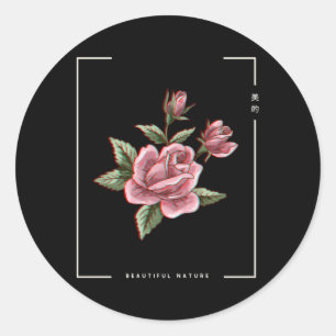 Japanische ästhetische Vaporwave Nature Blume Glit Runder Aufkleber
