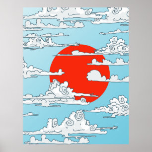 Japanische aufgehende Sonne Poster